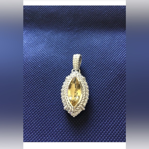 Pre-Loved Judith Ripka Olive Quartz Enhancer/Pendant - Picture 1 of 5